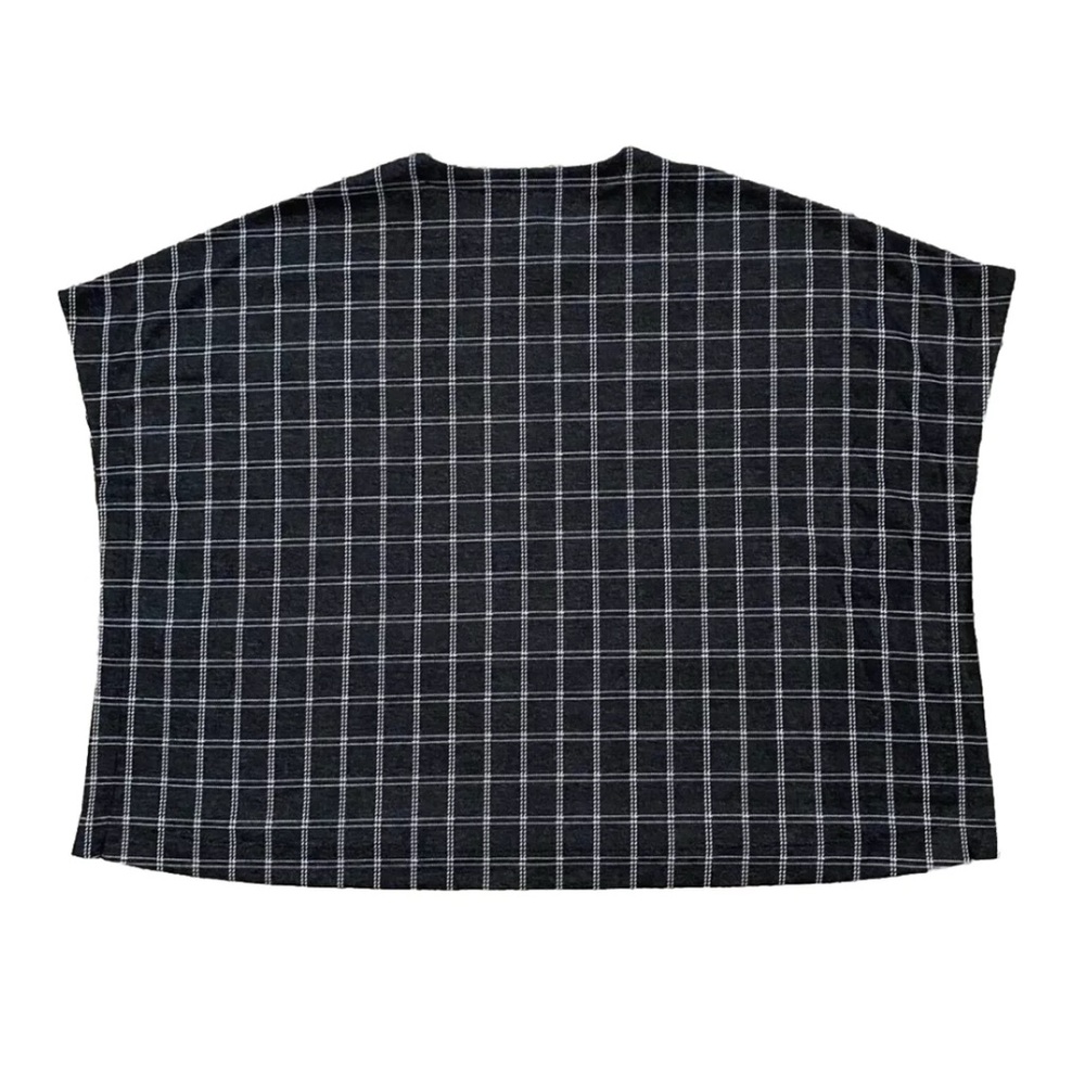 Womens Van Heusen Short Sleeve Short Tunic Top Black Windowpane Size S/P Stretch
